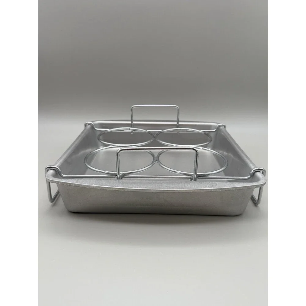 VTG 2005 Williams Sonoma Creme Brulee Baking Pan Set Chrome Water Bath Rack